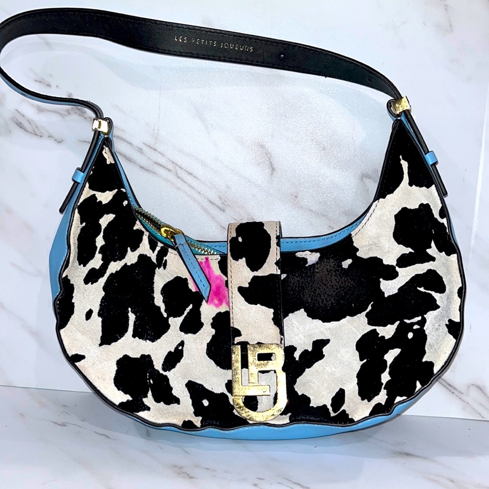 Les Petits Joueurs Celeste Cow  print Moon Bag